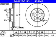ATE 425143 brake disc 24.0125-0143.1, set of 2, set of 2 - Brake Disc