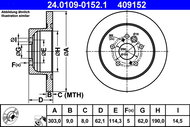 ATE 409152 brake disc 24.0109-0152.1, set of 2, set of 2 - Brake Disc
