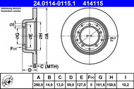 ATE 414115 brake disc 24.0114-0115.1, set of 2, set of 2 - Brake Disc