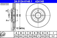 ATE brake disc 24.0124-0148.1, set of 2, set of 2 - Brake Disc