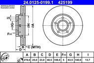 ATE 425199 brake disc 24.0125-0199.1, set of 2, set of 2 - Brake Disc