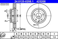 ATE 425208 brake disc 24.0125-0208.1, set of 2, set of 2 - Brake Disc