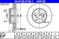 ATE 425126 brake disc 24.0125-0126.1, set of 2, set of 2 - Brake Disc