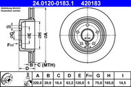 ATE 420183 brake disc 24.0120-0183.1, set of 2, set of 2 - Brake Disc