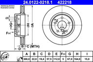 ATE 422218 brake disc 24.0122-0218.1, set of 2, set of 2 - Brake Disc