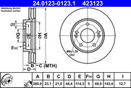 ATE 423123 brake disc 24.0123-0123.1, set of 2, set of 2 - Brake Disc