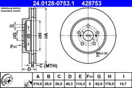 ATE 428753 brake disc 24.0128-0753.1, set of 2, set of 2 - Brake Disc
