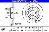 ATE 410370 brake disc 24.0110-0370.1, set of 2, set of 2 - Brake Disc
