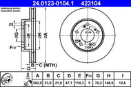 ATE 423104 brake disc 24.0123-0104.1, set of 2, set of 2 - Brake Disc