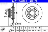 ATE 412176 brake disc 24.0112-0176.1, set of 2, set of 2 - Brake Disc