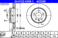 ATE 422309 brake disc 24.0122-0309.1, set of 2, set of 2 - Brake Disc