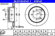 ATE 418141 brake disc 24.0118-0141.1, set of 2, set of 2 - Brake Disc
