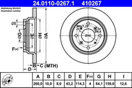 ATE 410267 brake disc 24.0110-0267.1, set of 2, set of 2 - Brake Disc