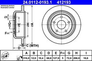 ATE 412193 brake disc 24.0112-0193.1, set of 2, set of 2 - Brake Disc