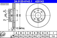 ATE 420143 brake disc 24.0120-0143.1, set of 2, set of 2 - Brake Disc
