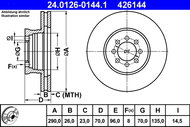 ATE 426144 brake disc 24.0126-0144.1, set of 2, set of 2 - Brake Disc