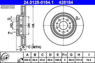 ATE 428184 brake disc 24.0128-0184.1, set of 2, set of 2 - Brake Disc