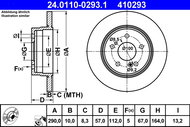 ATE 410293 brake disc 24.0110-0293.1, set of 2, set of 2 - Brake Disc