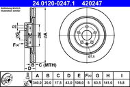 ATE 420247 brake disc 24.0120-0247.1, set of 2, set of 2 - Brake Disc
