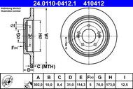 ATE 410412 brake disc 24.0110-0412.1, set of 2, set of 2 - Brake Disc