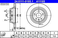 ATE 411185 brake disc 24.0111-0185.1, set of 2, set of 2 - Brake Disc