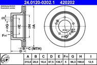 ATE 420202 brake disc 24.0120-0202.1, set of 2, set of 2 - Brake Disc