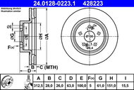 ATE 428223 brake disc 24.0128-0223.1, set of 2, set of 2 - Brake Disc