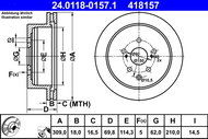 ATE 418157 brake disc 24.0118-0157.1, set of 2, set of 2 - Brake Disc