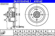 ATE 410142 brake disc 24.0110-0142.1, set of 2, set of 2 - Brake Disc