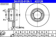 ATE 422126 brake disc 24.0122-0126.1, set of 2, set of 2 - Brake Disc