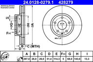 ATE 428279 brake disc 24.0128-0279.1, set of 2, set of 2 - Brake Disc