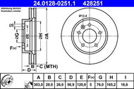 ATE 428251 brake disc 24.0128-0251.1, set of 2, set of 2 - Brake Disc