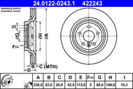 ATE 422243 brake disc 24.0122-0243.1, set of 2, set of 2 - Brake Disc