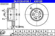 ATE 430100 brake disc 24.0130-0100.1, set of 2, set of 2 - Brake Disc