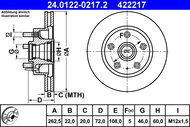 ATE 422217 Brake disc 24.0122-0217.2, set of 2, set of 2 - Brake Disc