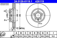 ATE 426119 brake disc 24.0126-0119.1, set of 2, set of 2 - Brake Disc