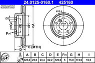 ATE 425160 brake disc 24.0125-0160.1, set of 2 - Brake Disc