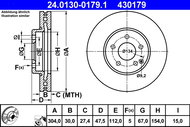 ATE 430179 brake disc 24.0130-0179.1, set of 2 - Brake Disc
