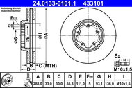 ATE 433101 brake disc 24.0133-0101.1, set of 2 - Brake Disc