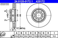 ATE 425172 brake disc 24.0125-0172.1, set of 2 - Brake Disc