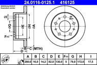 ATE 416125 brake disc 24.0116-0125.1, set of 2 - Brake Disc
