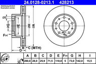 ATE 428213 brake disc 24.0128-0213.1, set of 2 - Brake Disc