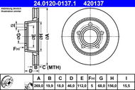 ATE 420137 brzdový kotouč 24.0120-0137.1, sada 2 ks - Brzdový kotouč