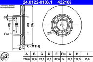 ATE 422106 brake disc 24.0122-0106.1, set of 2 - Brake Disc
