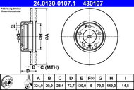 ATE 430107 brake disc 24.0130-0107.1, set of 2 - Brake Disc