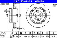 ATE 420190 brake disc 24.0120-0190.1, set of 2 - Brake Disc
