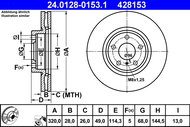 ATE 428153 brake disc 24.0128-0153.1, set of 2 - Brake Disc