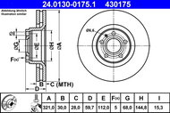 ATE 430175 brake disc 24.0130-0175.1, set of 2 - Brake Disc