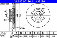 ATE 432186 brake disc 24.0132-0186.1, set of 2 - Brake Disc