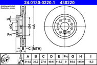 ATE 430220 brake disc 24.0130-0220.1, set of 2 - Brake Disc